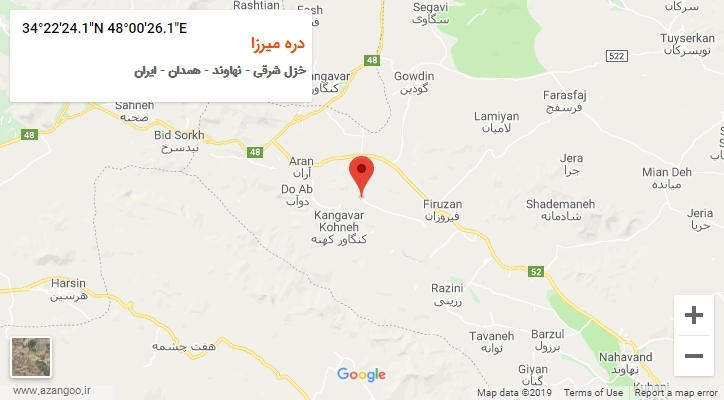 روستای دره میرزا بر روی نقشه