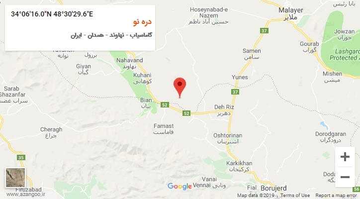 روستای دره نو بر روی نقشه