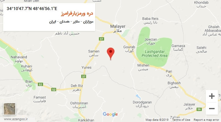 روستای دره ورمزیارفرامرز بر روی نقشه