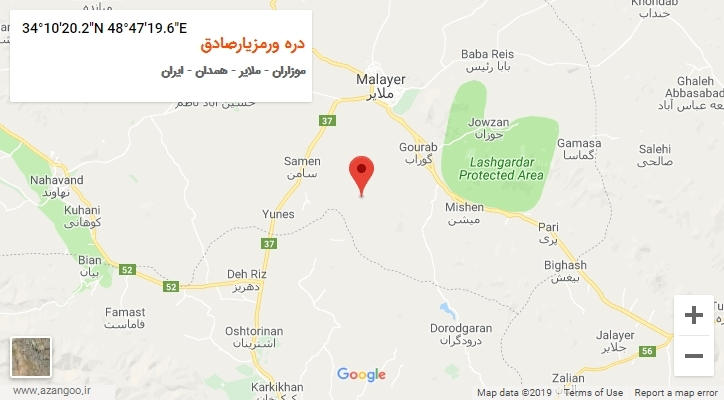 روستای دره ورمزیارصادق بر روی نقشه