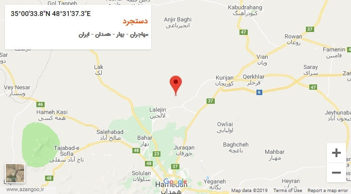 روستای دستجرد بر روی نقشه
