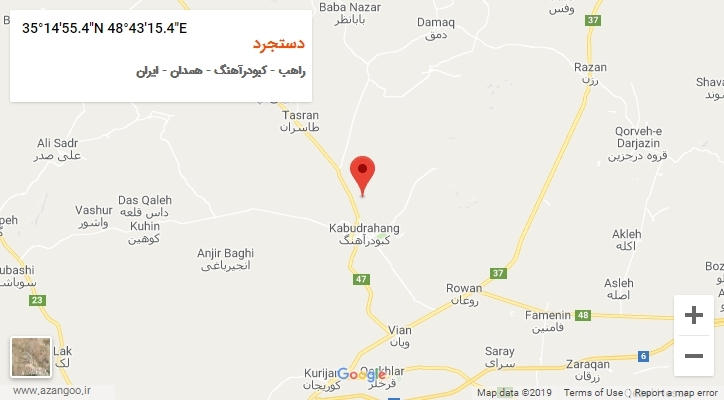 روستای دستجرد بر روی نقشه