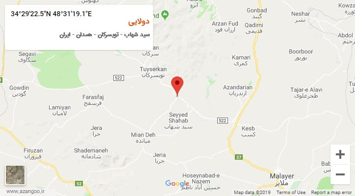 روستای دولایی بر روی نقشه