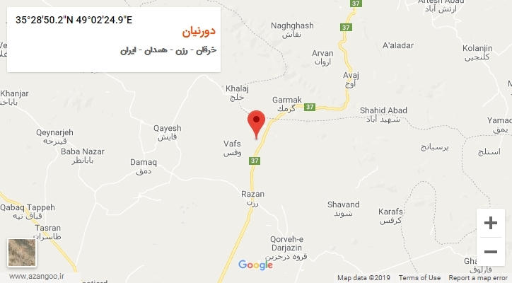روستای دورنیان بر روی نقشه