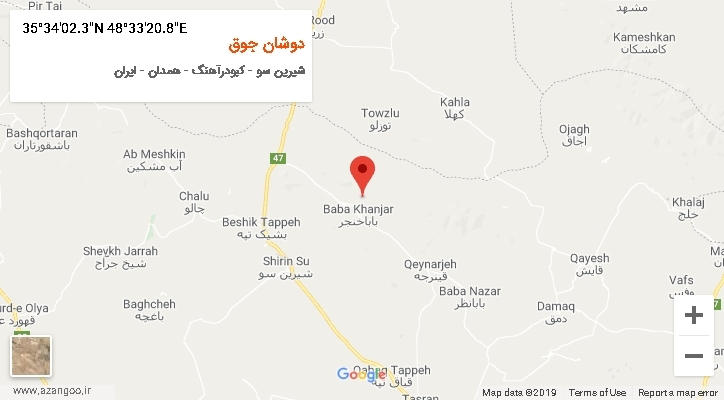 روستای دوشان جوق بر روی نقشه