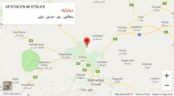 روستای دینارآباد بر روی نقشه