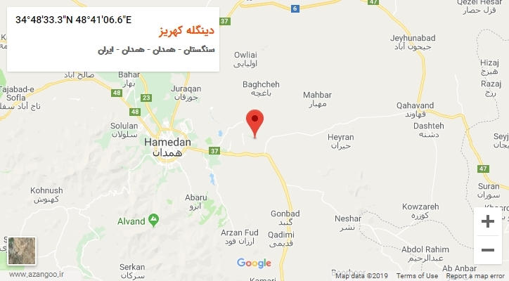 روستای دینگله کهریز بر روی نقشه