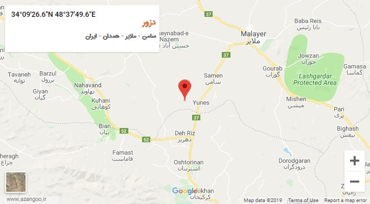 روستای دزور بر روی نقشه
