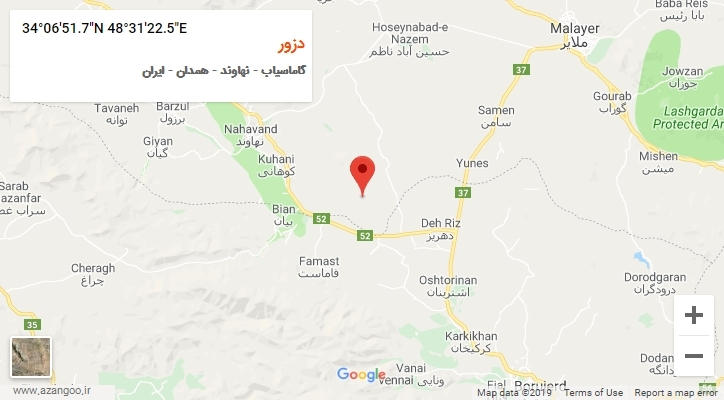 روستای دزور بر روی نقشه