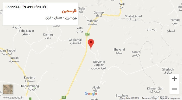 روستای فارسجین بر روی نقشه