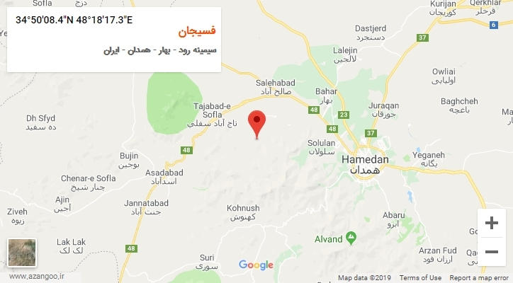 روستای فسیجان بر روی نقشه