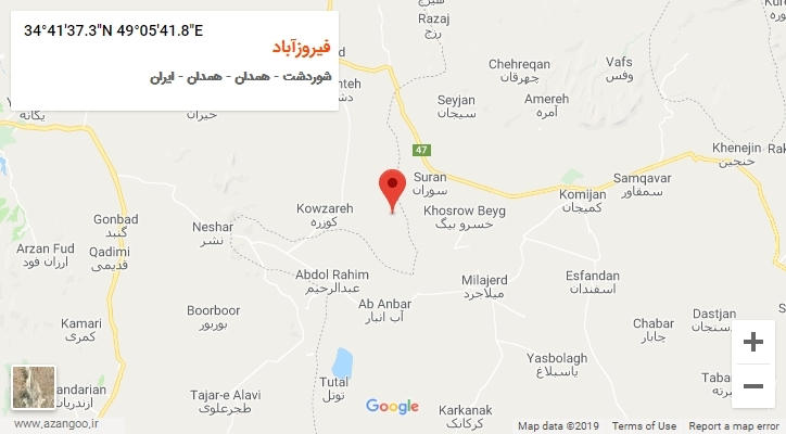 روستای فیروزآباد بر روی نقشه