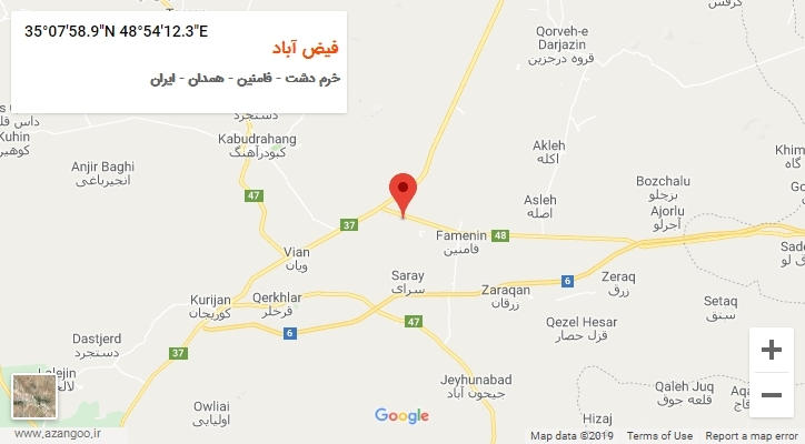 روستای فیض آباد بر روی نقشه