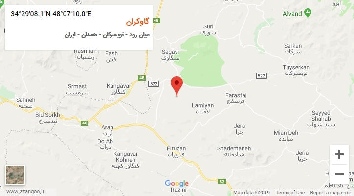 روستای گاوکران بر روی نقشه