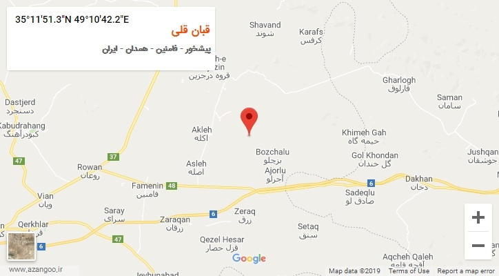 روستای قبان قلی بر روی نقشه