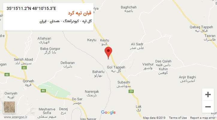 روستای قبان تپه کرد بر روی نقشه