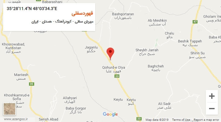 روستای قهوردسفلی بر روی نقشه