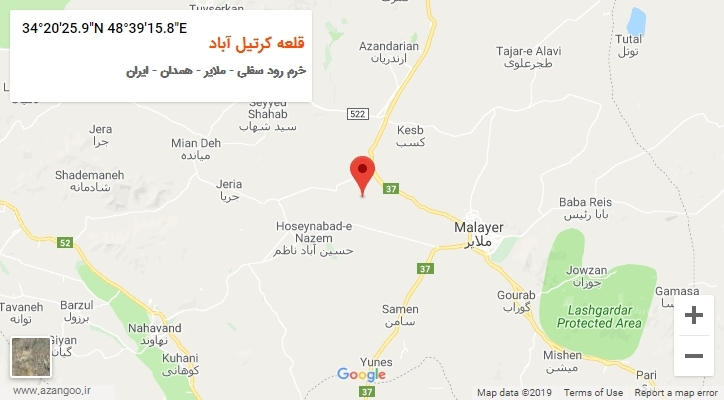 روستای قلعه کرتیل آباد بر روی نقشه