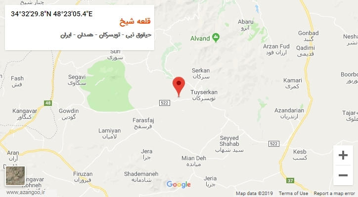روستای قلعه شیخ بر روی نقشه