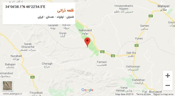 روستای قلعه ذراتی بر روی نقشه