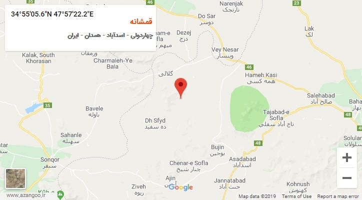 روستای قمشانه بر روی نقشه