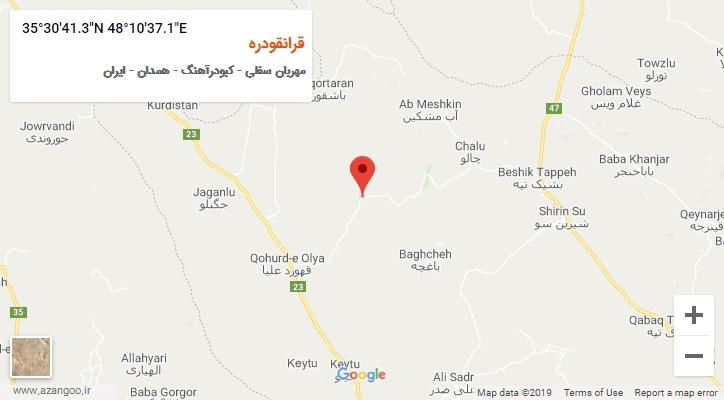 روستای قرانقودره بر روی نقشه