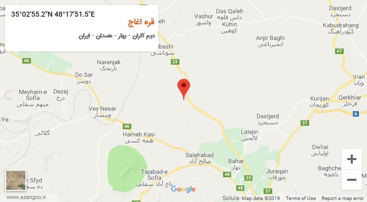 روستای قره اغاج بر روی نقشه