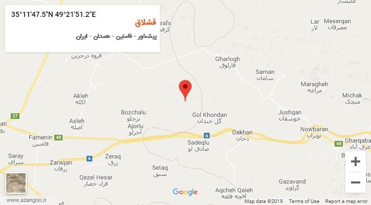 روستای قشلاق بر روی نقشه