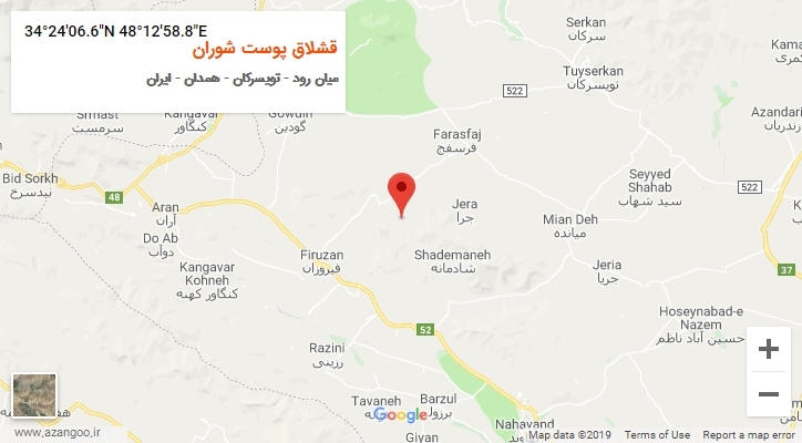 روستای قشلاق پوست شوران بر روی نقشه