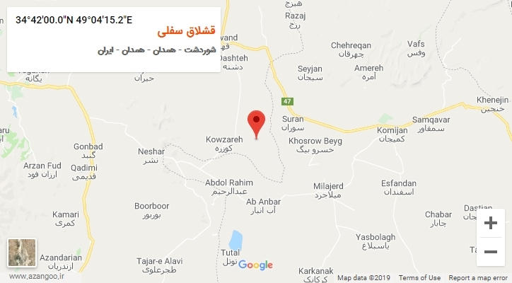 روستای قشلاق سفلی بر روی نقشه