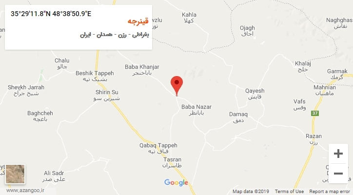روستای قینرجه بر روی نقشه