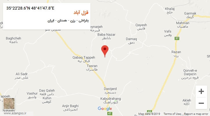 روستای قزل آباد بر روی نقشه