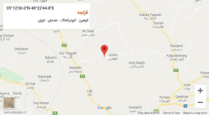 روستای قزلجه بر روی نقشه