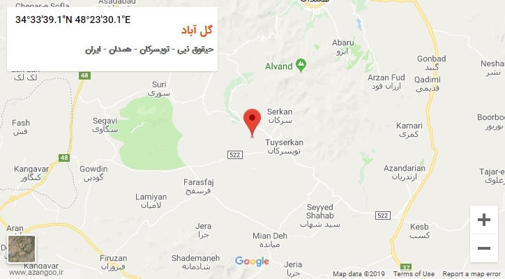 روستای گل آباد بر روی نقشه