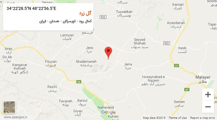 روستای گل زرد بر روی نقشه