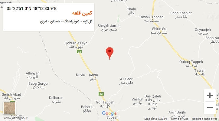 روستای گمین قلعه بر روی نقشه