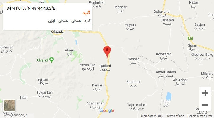 روستای گنبد بر روی نقشه