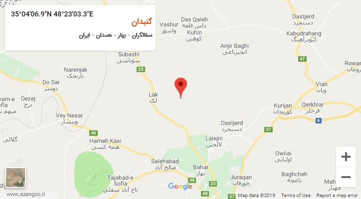روستای گنبدان بر روی نقشه