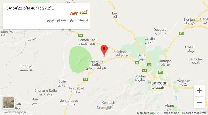 روستای گنده جین بر روی نقشه