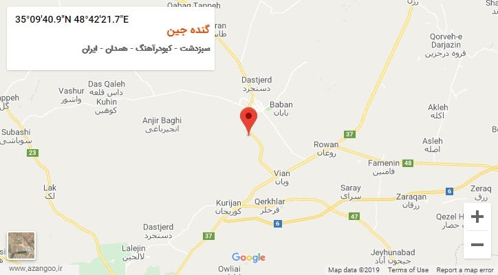 روستای گنده جین بر روی نقشه