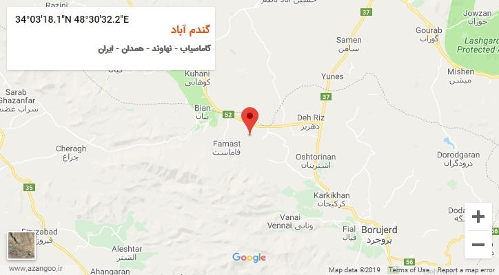 روستای گندم آباد بر روی نقشه