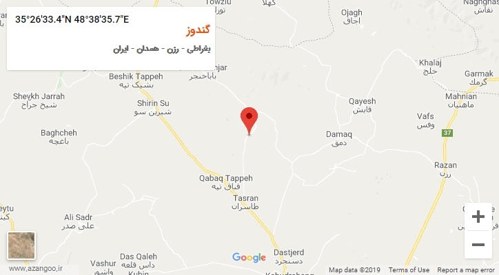 روستای گندوز بر روی نقشه