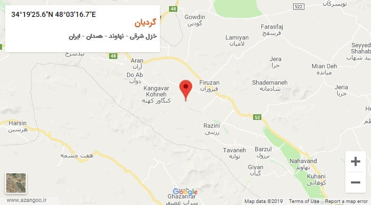 روستای گردیان بر روی نقشه