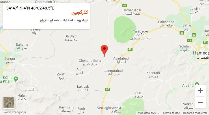 روستای گذرگجین بر روی نقشه