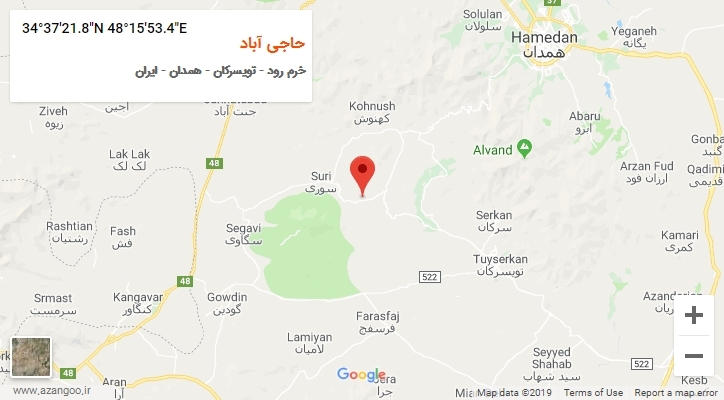 روستای حاجی آباد بر روی نقشه