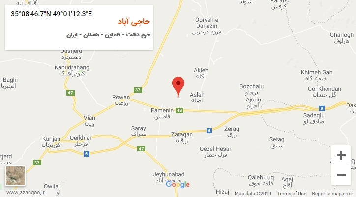روستای حاجی آباد بر روی نقشه