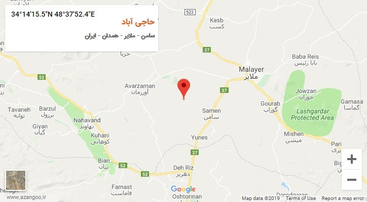 روستای حاجی آباد بر روی نقشه