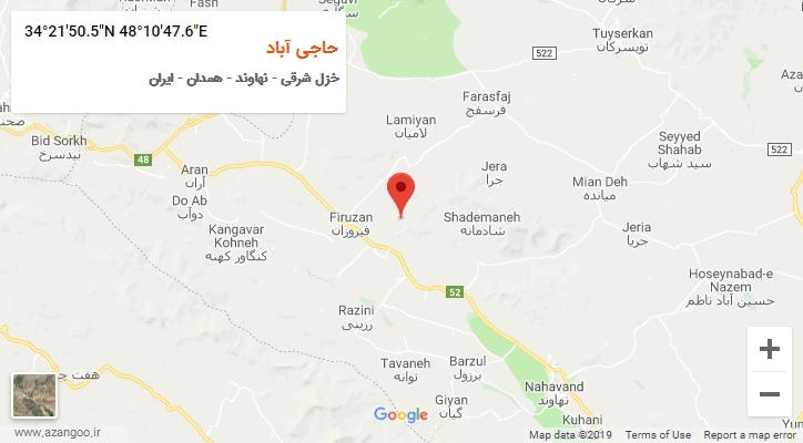 روستای حاجی آباد بر روی نقشه