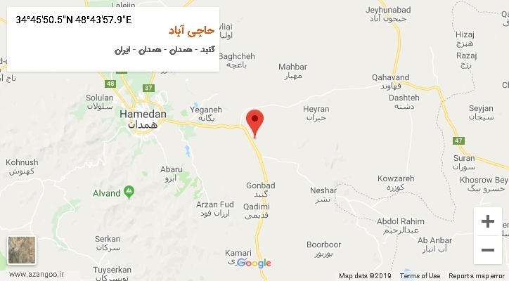 روستای حاجی آباد بر روی نقشه
