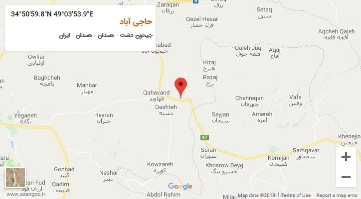 روستای حاجی آباد بر روی نقشه